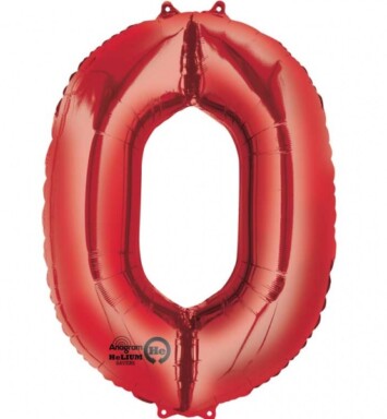 Large Red Number 0 Foil Balloon