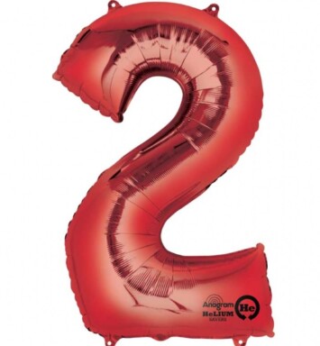 Large Red Number 2 Foil Balloon