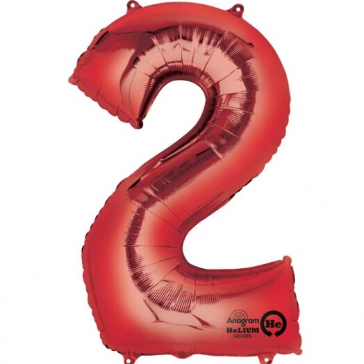 Large Red Number 2 Foil Balloon