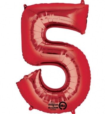Large Red Number 5 Foil Balloon