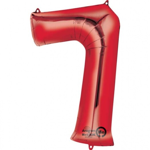 Large Red Number 7 Foil Balloon