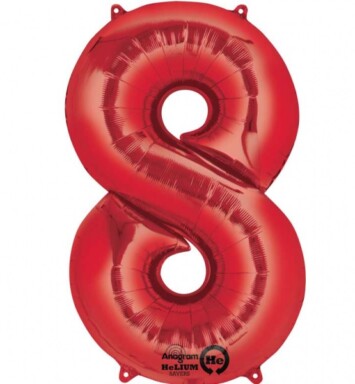 Large Red Number 8 Foil Balloon