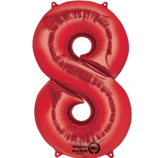 Large Red Number 8 Foil Balloon
