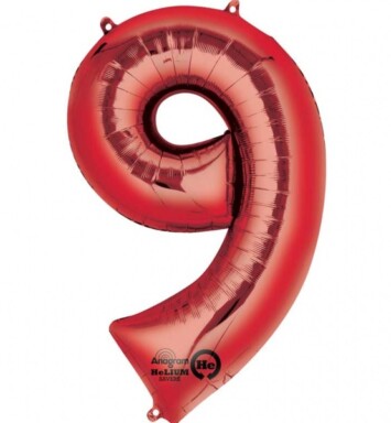 Large Red Number 9 Foil Balloon