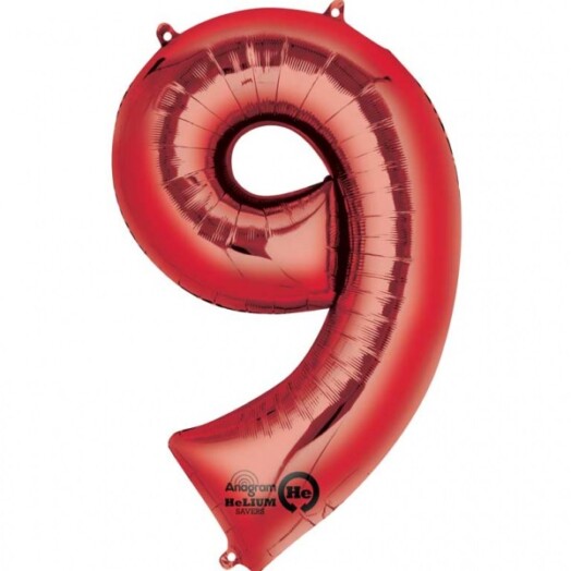 Large Red Number 9 Foil Balloon