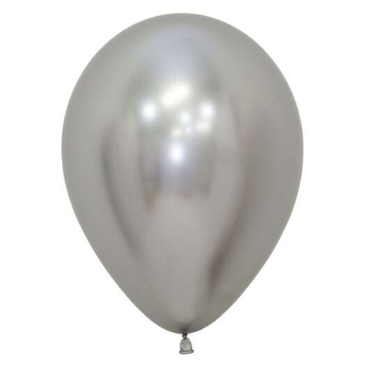 12 Inch Reflex Silver Latex Balloons 50ct