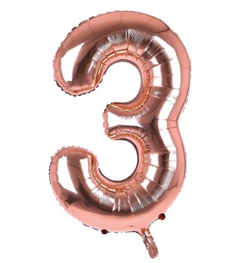 34 Inch Rose Gold Number 3 Foil Balloon