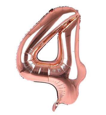 34 Inch Rose Gold Number 4 Foil Balloon