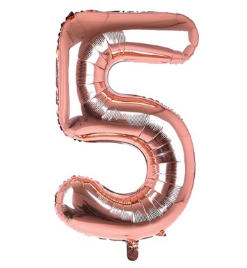 34 Inch Rose Gold Number 5 Foil Balloon