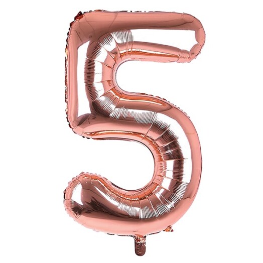 34 Inch Rose Gold Number 5 Foil Balloon