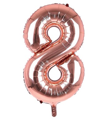 34 Inch Rose Gold Number 8 Foil Balloon