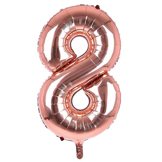 34 Inch Rose Gold Number 8 Foil Balloon