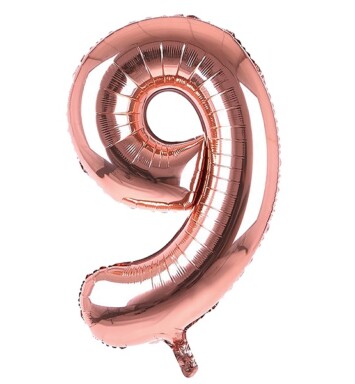 34 Inch Rose Gold Number 9 Foil Balloon