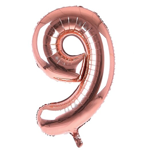 34 Inch Rose Gold Number 9 Foil Balloon