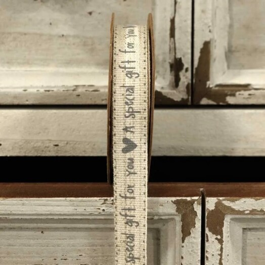 'A Special Gift for You' Grey Linen Ribbon