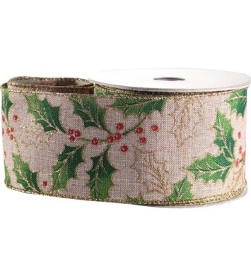 Natural with Holly Ribbon