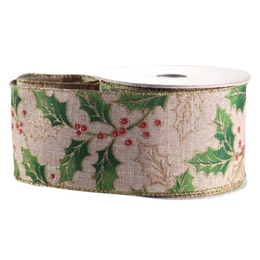 Natural with Holly Ribbon