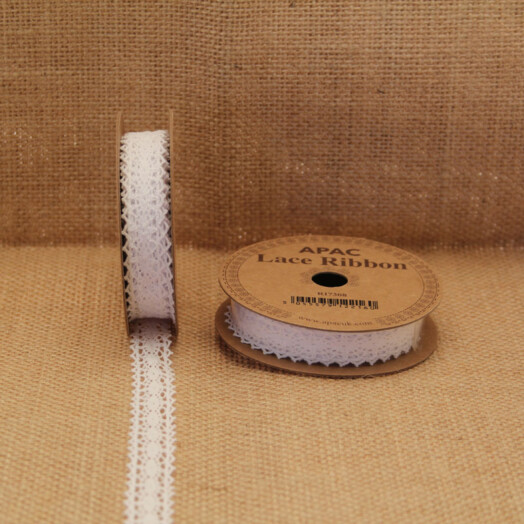 15mm Lace Ribbon White