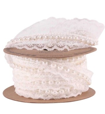 40mm Lace Ribbon with Pearls