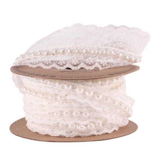 40mm Lace Ribbon with Pearls