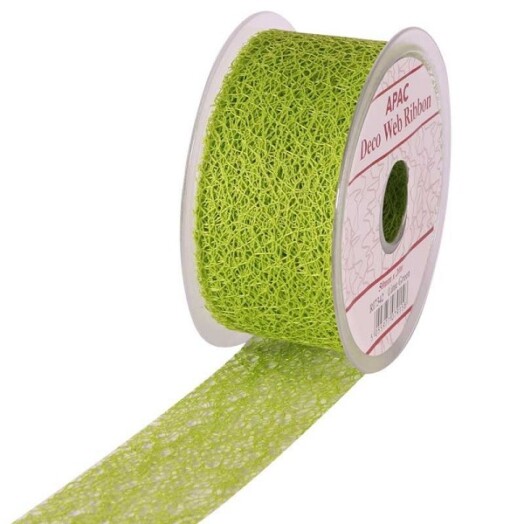 50mm Lime Green Deco Web Ribbon