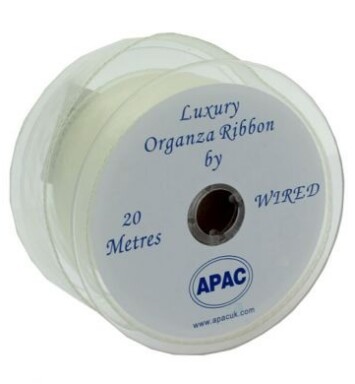 Cream Wired Organza 50mm Ribbon 20m