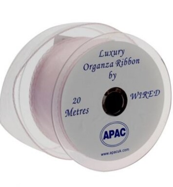 Baby Pink Wired Organza 50mm Ribbon 20m