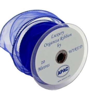 Royal Blue Wired Organza 50mm Ribbon 20m