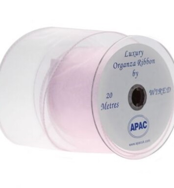Baby Pink Wired Organza 70mm Ribbon 20m