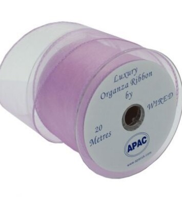 Lilac Wired Organza 70mm Ribbon 20m