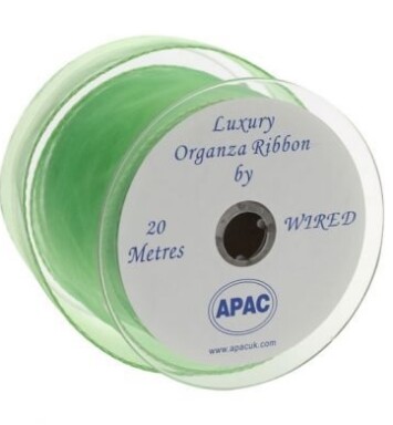 Lime Wired Organza 70mm Ribbon 20m
