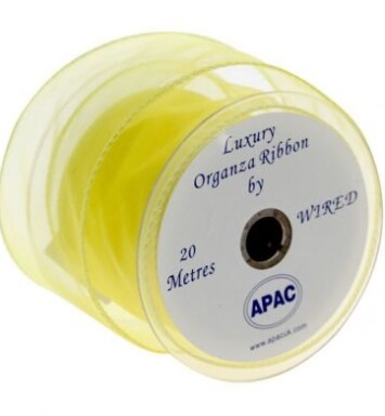 Yellow Wired Organza 70mm Ribbon 20m
