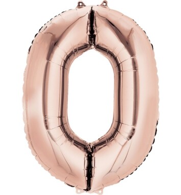16" Mini Shape Number Balloon 0 - Rose Gold