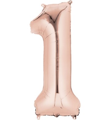 16" Mini Shape Number Balloon 1 - Rose Gold
