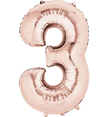 16" Mini Shape Number Balloon 3 - Rose Gold
