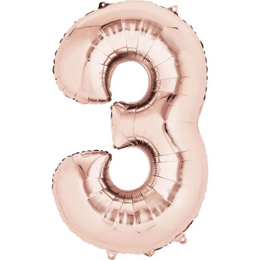 16" Mini Shape Number Balloon 3 - Rose Gold