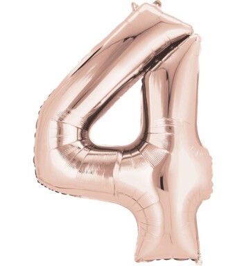 16" Mini Shape Number Balloon 4 - Rose Gold