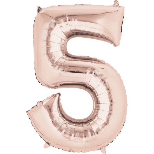 16" Mini Shape Number Balloon 5 - Rose Gold