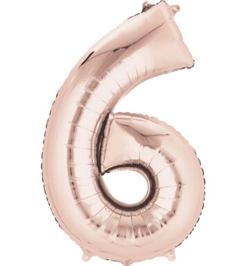 Large Rose Gold Number 6 Foil Balloon