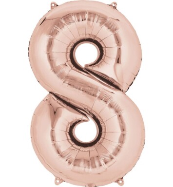 16" Mini Shape Number Balloon 8 - Rose Gold