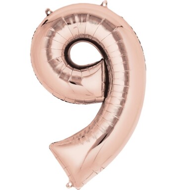 Large Rose Gold Number 9 Foil Balloon