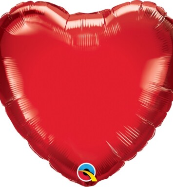 Unpackaged 9" Ruby Red Heart Foil Balloon