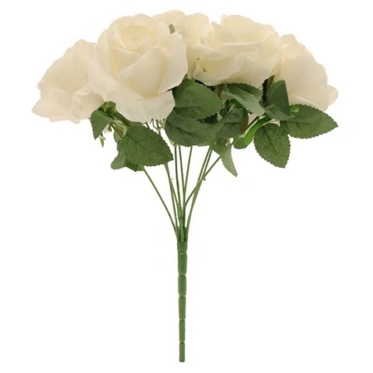 9 Head Silk Rose Bush - Cream