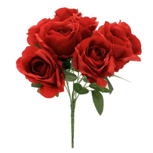 9 Head Silk Rose Bush - Red