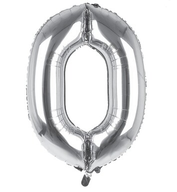 34 Inch Silver Number 0 Foil Balloon