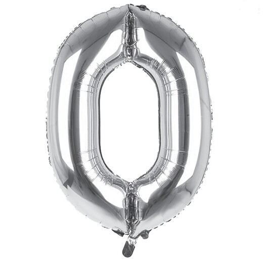 34 Inch Silver Number 0 Foil Balloon