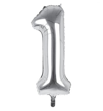 34 Inch Silver Number 1 Foil Balloon