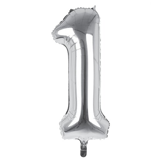 34 Inch Silver Number 1 Foil Balloon