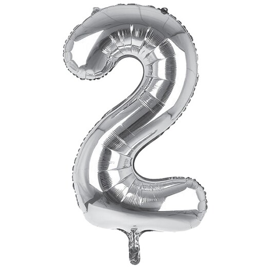 34 Inch Silver Number 2 Foil Balloon