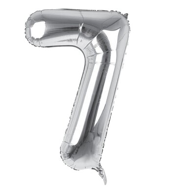 34 Inch Silver Number 7 Foil Balloon
